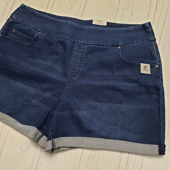 Time and Tru Women’s Blue Dark Denim 5” Pull On Shorts Size XXL/2XG (20) - Picture 4 of 5